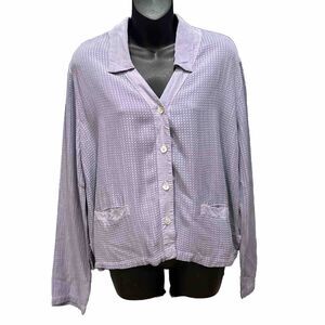 Cut Loose Blouse Top Shirt Womens Med Bemberg Lagenlook Purple Textured Boxy Fit